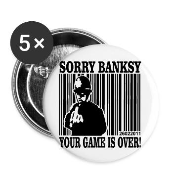 Banksy est un jeu sur - Lot de 5 petits badges (25 mm) - blanc - Devant