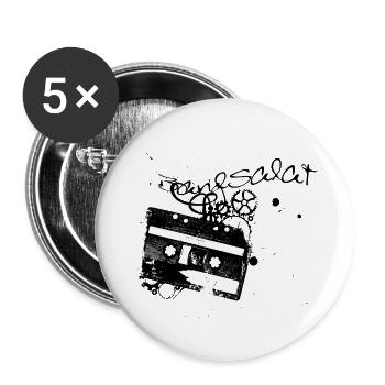 Kassette mit Bandsalat - Buttons klein 25 mm (5er Pack) - Weiß - Vorne