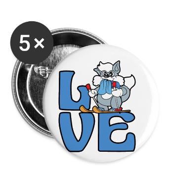 Kaninchen Hase Skier Skifahren Winter Sport Schnee - Buttons klein 25 mm (5er Pack) - Weiß - Vorne