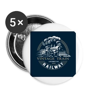 Locomotive, train, locomotive à vapeur - Lot de 5 petits badges (25 mm) - blanc - Devant
