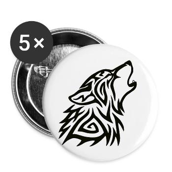 Tribal Wolf Howl - Buttons small 1''/25 mm (5-pack) - white - Front