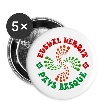Pays Basque - Lot de 5 petits badges (25 mm) - blanc - Devant