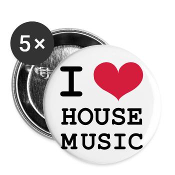 I Love House Music ! - Lot de 5 petits badges (25 mm) - blanc - Devant