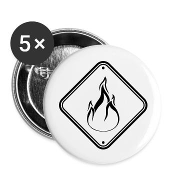 warning sign shield caution caution danger feu - Buttons small 1''/25 mm (5-pack) - white - Front