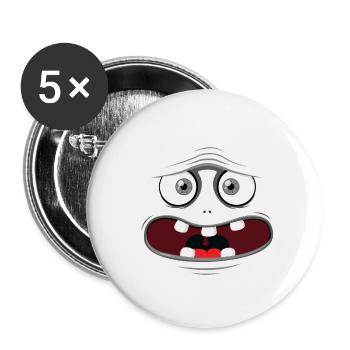 Monster Face - Gris - Lot de 5 petits badges (25 mm) - blanc - Devant