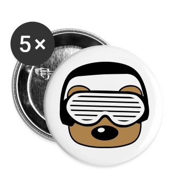 gesicht kopf feiern party dj kopfhoerer musik spas - Buttons klein 25 mm (5er Pack) - Weiß - Vorne