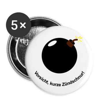 Vorsicht - kurze Zündschnur! - Buttons klein 25 mm (5er Pack) - Weiß - Vorne