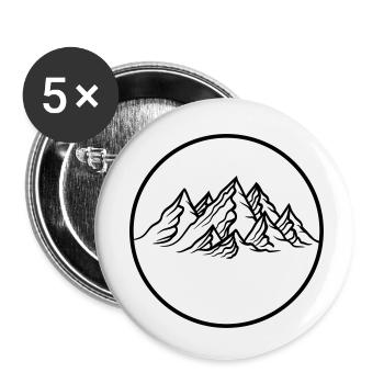 rund kreis logo berge huegel alpen wandern urlaug - Buttons klein 25 mm (5er Pack) - Weiß - Vorne