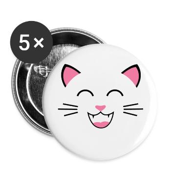 Grinsekatze Katze Kätzchen Katzenbaby Miau - Buttons klein 25 mm (5er Pack) - Weiß - Vorne