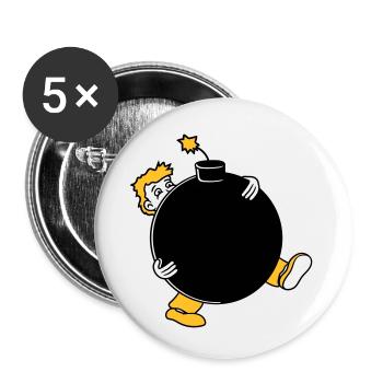 bombe explosion explodieren tnt dynamit gefaehrlic - Buttons klein 25 mm (5er Pack) - Weiß - Vorne