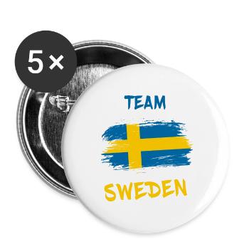 Team Schweden / Stockholm Geschenk Skandinavien - Buttons klein 25 mm (5er Pack) - Weiß - Vorne