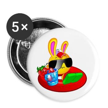 lapin plage kawaii bouée - Lot de 5 petits badges (25 mm) - blanc - Devant