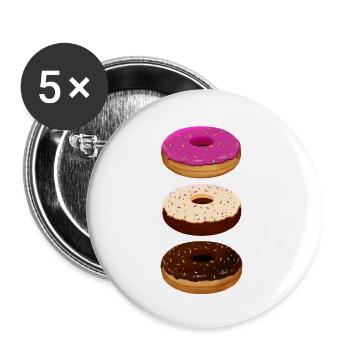 Donuts - Lot de 5 petits badges (25 mm) - blanc - Devant