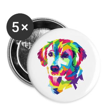 Chien de chien - Lot de 5 petits badges (25 mm) - blanc - Devant
