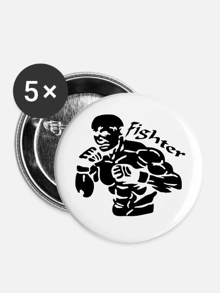 Fighter Logo - Buttons klein 25 mm (5er Pack) - Weiß