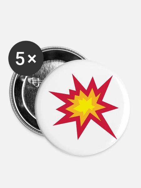 Explosion - Buttons klein 25 mm (5er Pack) - Weiß