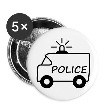 police_truck - Lot de 5 petits badges (25 mm) - blanc - Devant