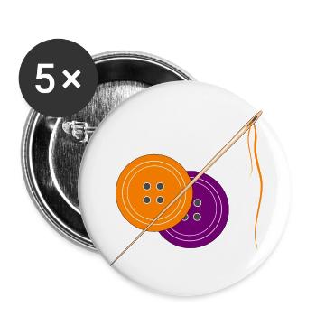 Motif de bouton de couture créatif dans un style vintage - Lot de 5 petits badges (25 mm) - blanc - Devant