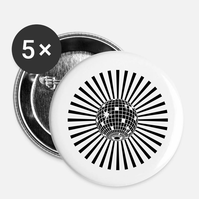 boule_a_facettes - Lot de 5 petits badges (25 mm) - blanc