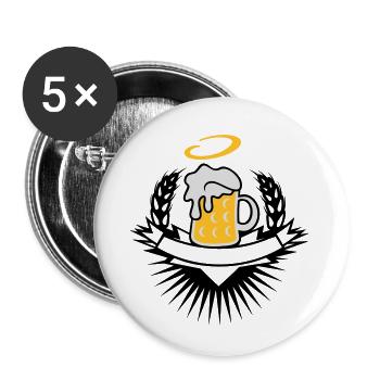 beer in a beer mug with ears of wheat and halo - Buttons small 1''/25 mm (5-pack) - white - Front