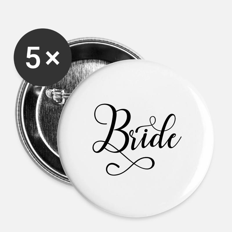 Bride - bride to be - Buttons small 1''/25 mm (5-pack) - white