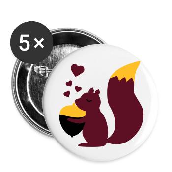 squirell love nuts - Buttons klein 25 mm (5er Pack) - Weiß - Vorne