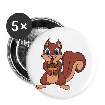 Écureuils - Lot de 5 petits badges (25 mm) - blanc - Devant