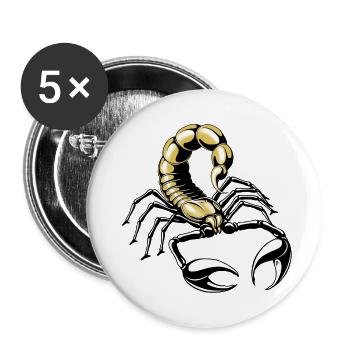 scorpion - gold - yellow - Buttons small 1''/25 mm (5-pack) - white - Front