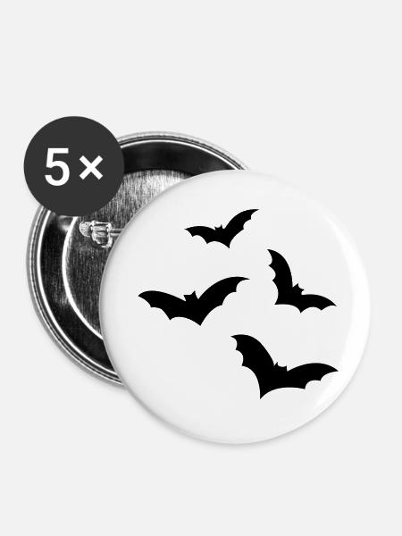 Fledermaus - Buttons klein 25 mm (5er Pack) - Weiß