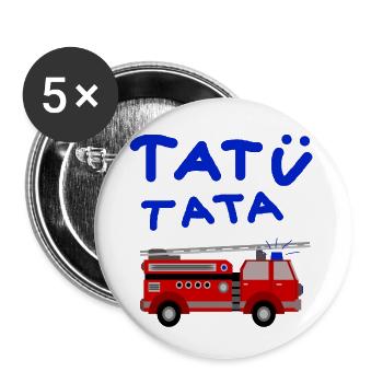 Feuerwehr tatütata Feuerwehrauto Kinder Spielzeug - Buttons klein 25 mm (5er Pack) - Weiß - Vorne