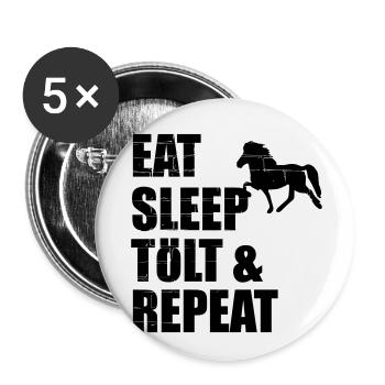 Icelandic Horse: Islandpferd Pferd Pony Merch - Buttons klein 25 mm (5er Pack) - Weiß - Vorne