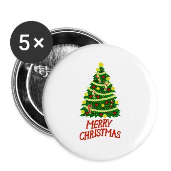 merry-christmas - Lot de 5 petits badges (25 mm) - blanc - Devant