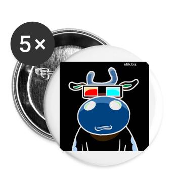 3d vache - Lot de 5 petits badges (25 mm) - blanc - Devant