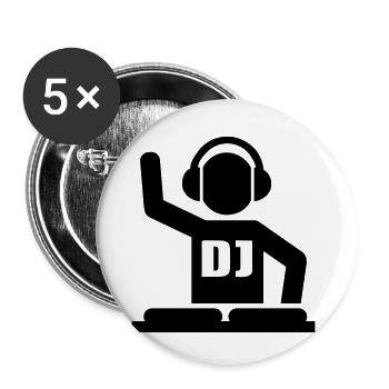 DJ - Lot de 5 petits badges (25 mm) - blanc - Devant