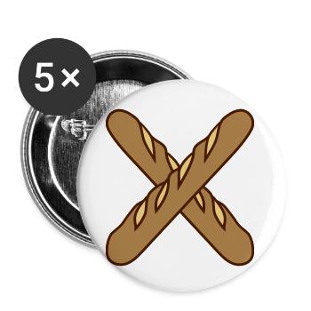 x kreuz baguette brot broetchen franzoesisch frank - Buttons klein 25 mm (5er Pack) - Weiß - Vorne
