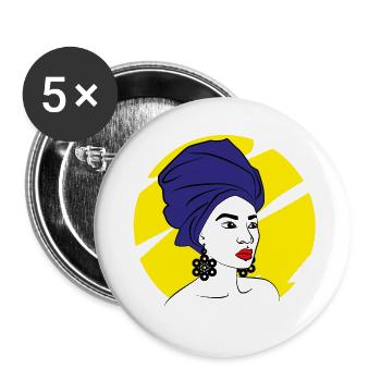 femme africaine - Lot de 5 petits badges (25 mm) - blanc - Devant