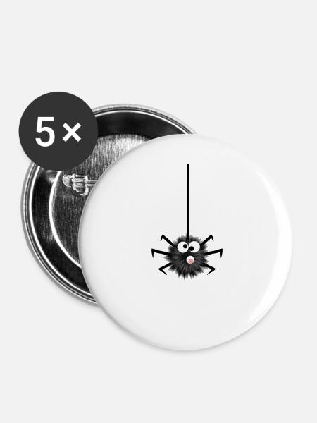 Spinne - Buttons klein 25 mm (5er Pack) - Weiß
