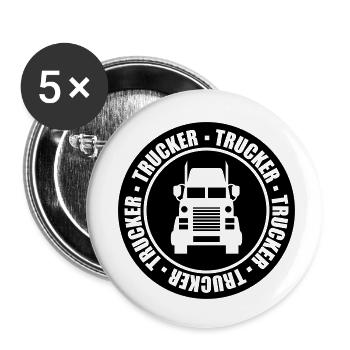 round circle trucker stamp truck truck wagon fer - Buttons small 1''/25 mm (5-pack) - white - Front