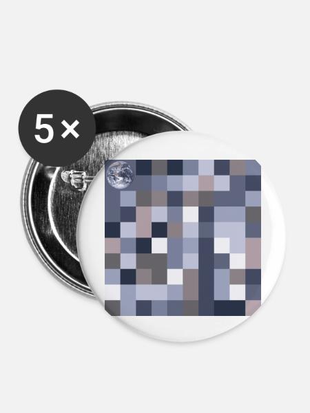 Pi mit Erdkugel - Buttons klein 25 mm (5er Pack) - Weiß
