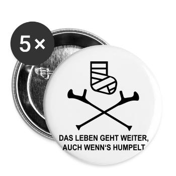 Gipsbein - Buttons klein 25 mm (5er Pack) - Weiß - Vorne