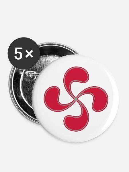 Baskische Quer 3 - Buttons klein 25 mm (5er Pack) - Weiß