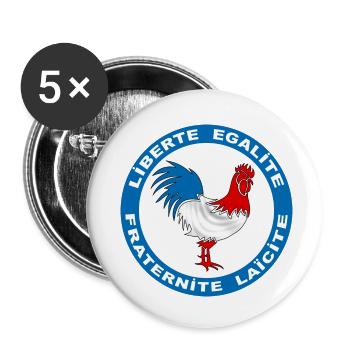 france coq symbole - Lot de 5 petits badges (25 mm) - blanc - Devant
