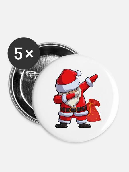 Weihnachtsmann Santa Claus - Buttons klein 25 mm (5er Pack) - Weiß