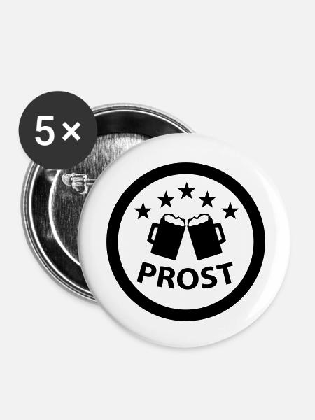 prost - Buttons klein 25 mm (5er Pack) - Weiß