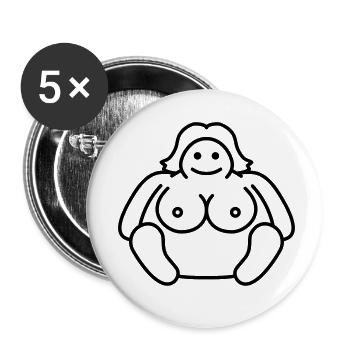 Naked Fat Woman - Buttons small 1''/25 mm (5-pack) - white - Front
