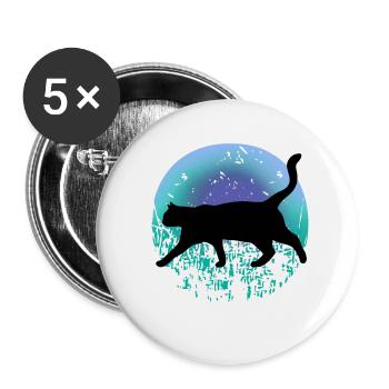 Black cat - Buttons small 1''/25 mm (5-pack) - white - Front