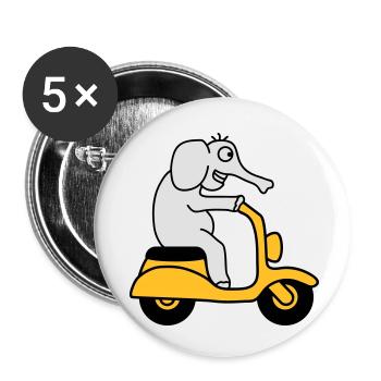 Moped Elephant - Buttons klein 25 mm (5er Pack) - Weiß - Vorne