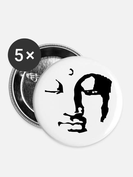 buddha face - Buttons klein 25 mm (5er Pack) - Weiß