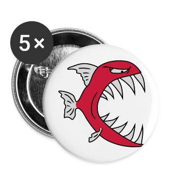 Monster Fish - Buttons small 1''/25 mm (5-pack) - white - Front