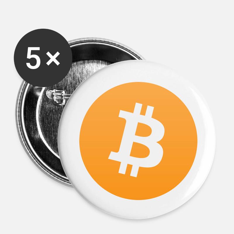 bitcoin logo - Buttons small 1''/25 mm (5-pack) - white
